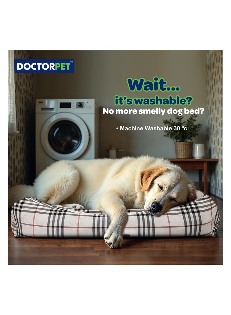 DOCTERPET Doctor Pet Danish Series Rectangle Pet Bed Small - 60x50x19cm – Soft Washable Fabric, Reversible Cushion, Non-Slip Base - Ideal for Cats & Small Dogs - Image 3