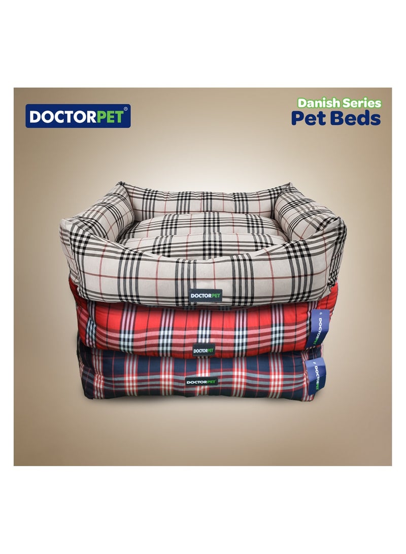 DOCTERPET Doctor Pet Danish Series Rectangle Pet Bed Small - 60x50x19cm – Soft Washable Fabric, Reversible Cushion, Non-Slip Base - Ideal for Cats & Small Dogs - Image 5