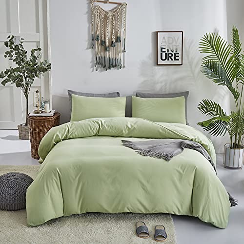 KAREVER Sage Green Comforter Queen Light Green Bedding Set Soft Lightweight 3 Pieces Green Comforter Set 1 Queen Comforter (90x90 inches) with 2 Pillowcases (20x26 inches) - Image 5