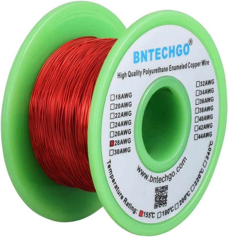 28 AWG Magnet Wire - Enameled Copper Wire - Enameled Magnet Winding Wire - 4 oz - 0.0122" Diameter 1 Spool Coil Red Temperature Rating 155℃ Widely Used for Transformers Inductors - Image 2