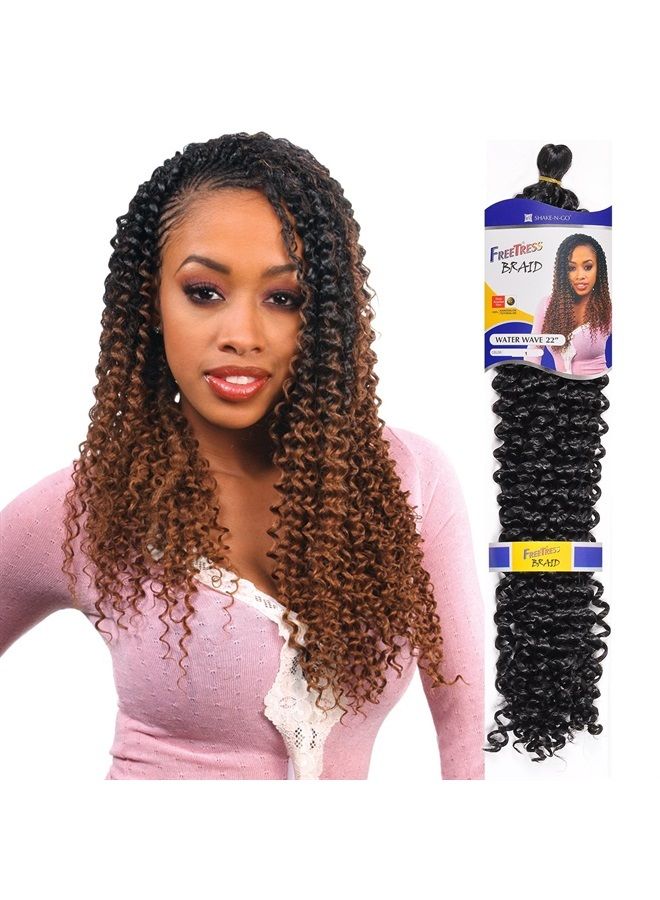 Freetress Synthetic Hair Braids FreeTress Water Wave Bulk 22" (6-Pack, 1B)  - Image 4