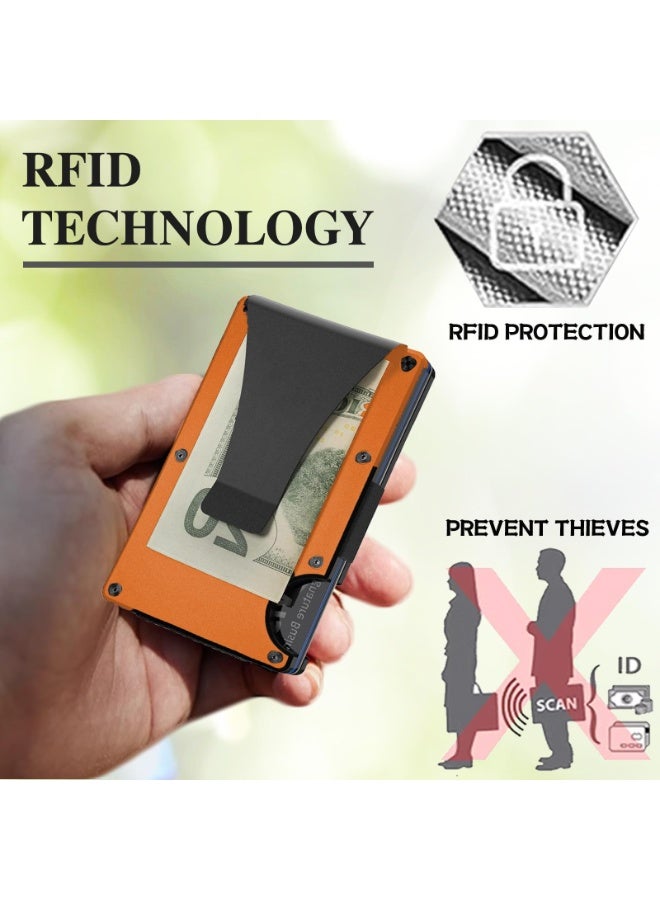 Minimalist RFID Blocking Wallet with Aluminum Money Clip, Slim Metal Credit Card Holder for Men & Women - Image 2