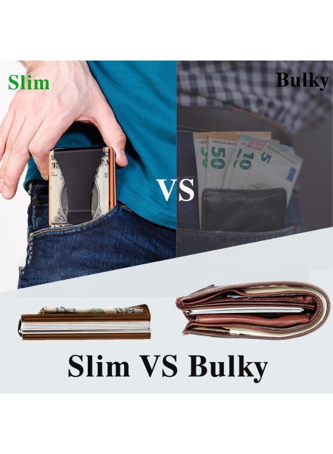 Minimalist RFID Blocking Wallet with Aluminum Money Clip, Slim Metal Credit Card Holder for Men & Women - Image 4