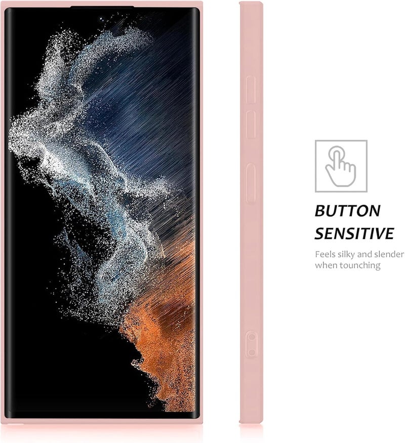 UltiUnison غطاء هاتف سيليكون لـ Samsung Galaxy S22 Ultra، غطاء هاتف ناعم ورقيق من السيليكون مع بطانة من الألياف الدقيقة، غطاء هاتف مقاوم للصدمات لـ Samsung Galaxy S22 Ultra (وردي) - Image 3