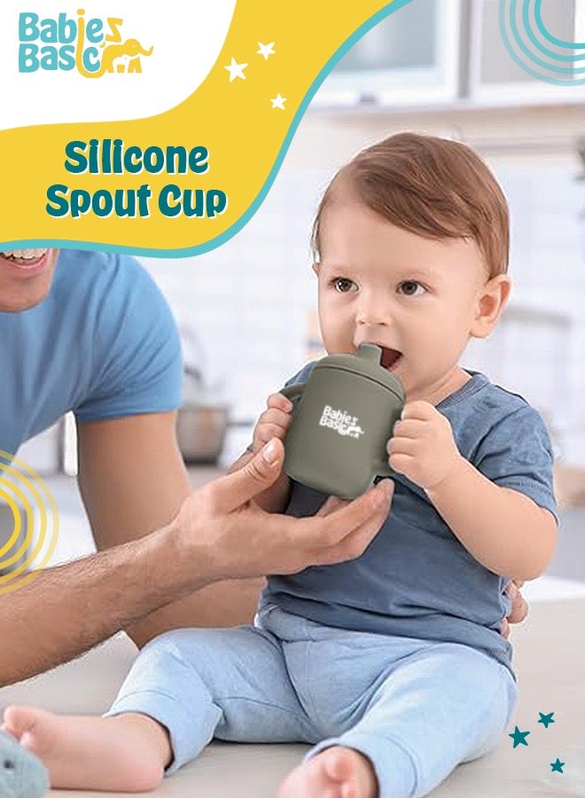 Babies Basic Stage 1 Silicone Spout Cup With Handles For Babies - Green - Image 2