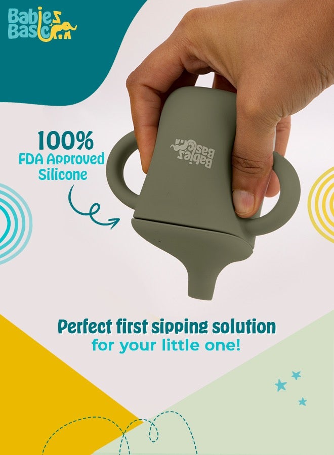 Babies Basic Stage 1 Silicone Spout Cup With Handles For Babies - Green - Image 3