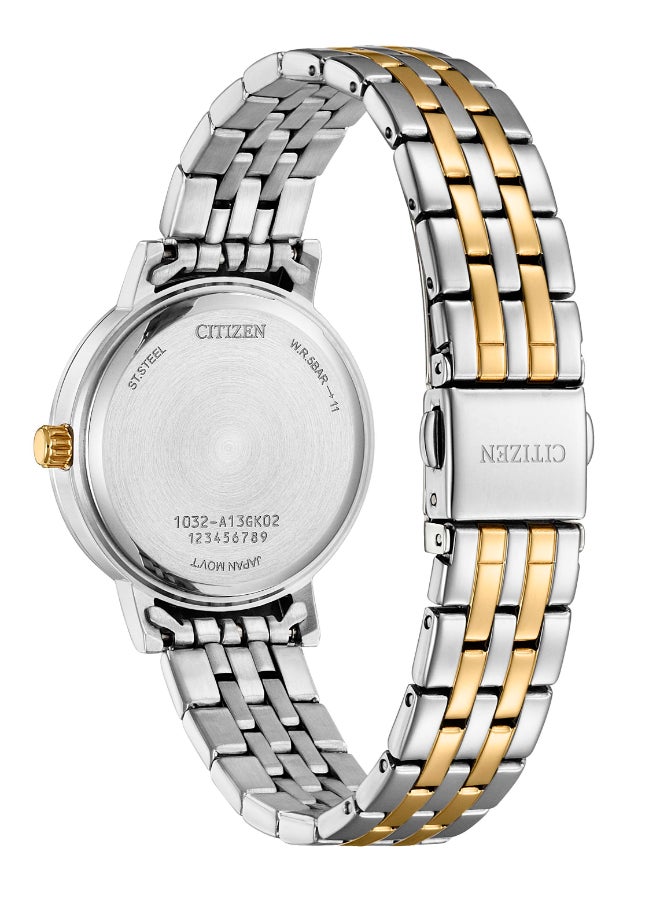 CITIZEN Women's Stainless Steel with Two-Tone Gold Plating Analog Watch EL3106-59D - 31 mm - Image 3