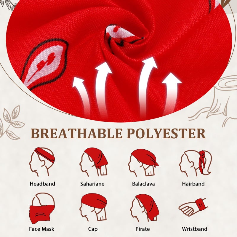 PJPSAA 12 Pack Bandanas Unisex Paisley Cowboy Bandanas Bulk Multi Purpose Headband Scarf for Men Women Costume(Red) - Image 3