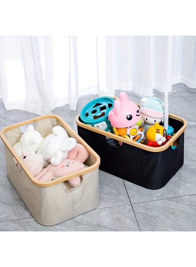 1pc Foldable Bamboo Frame Laundry Basket - Large Capacity Stackable Oxford Cloth Clothes Hamper with Open Top, Durable Polyester Fabric for Bathroom, Bedroom, Laundry Room Storage, Bedroom Organizer | Bohemian Style Basket | Functional Design, Laundry Room Accessories, Shelf Baskets - Image 2