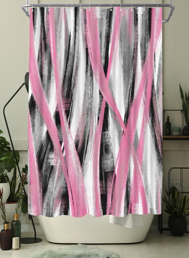 WELMECO Geometric Shower Curtain Modern Abstract Shower Curtain Bathroom Decor Polyester Fabric, 72x72inch (Pink and Grey) - Image 3