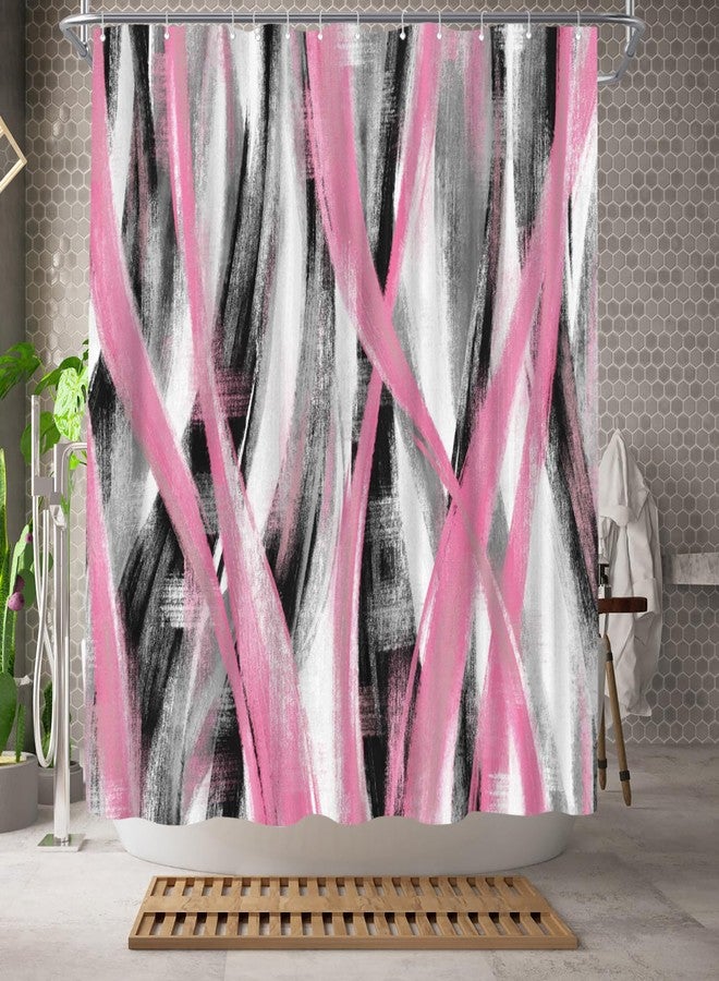 WELMECO Geometric Shower Curtain Modern Abstract Shower Curtain Bathroom Decor Polyester Fabric, 72x72inch (Pink and Grey) - Image 2