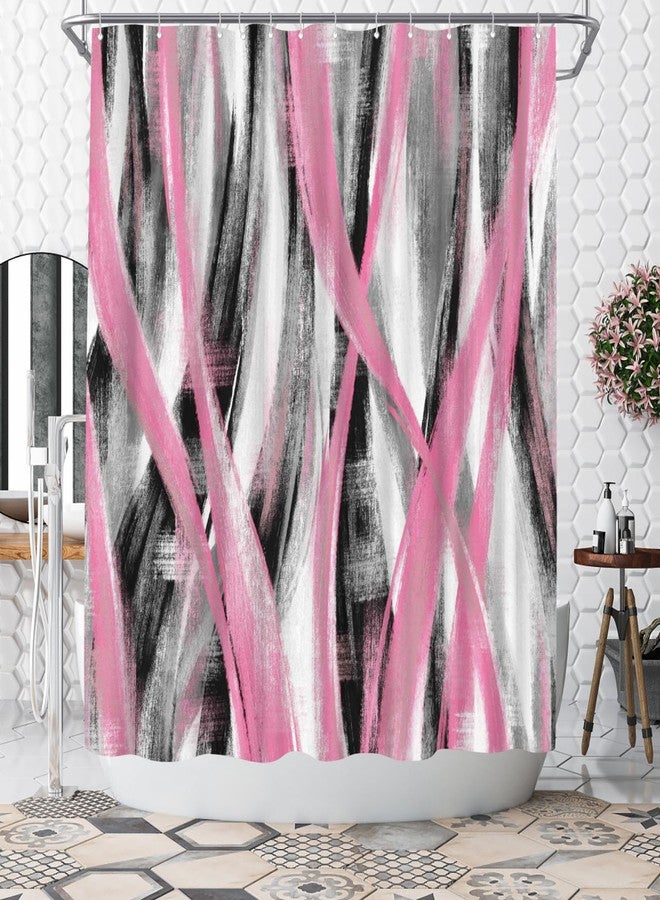 WELMECO Geometric Shower Curtain Modern Abstract Shower Curtain Bathroom Decor Polyester Fabric, 72x72inch (Pink and Grey) - Image 1