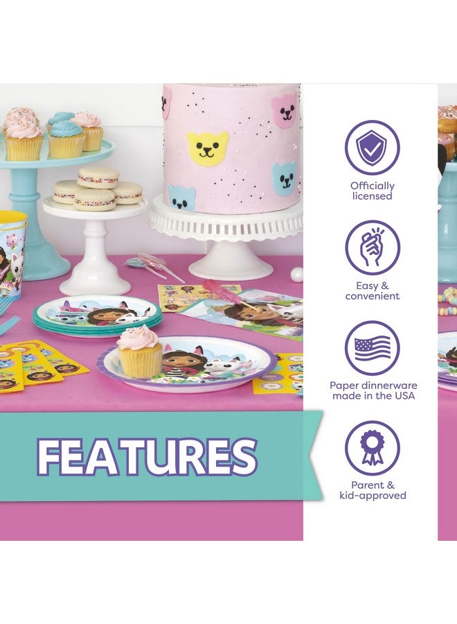 Unique Gabby Dollhouse Party Decorations | Gabby Dollhouse Birthday Decorations | Tablecover, Plates, Napkins, Button | Serves 16 | - Image 5