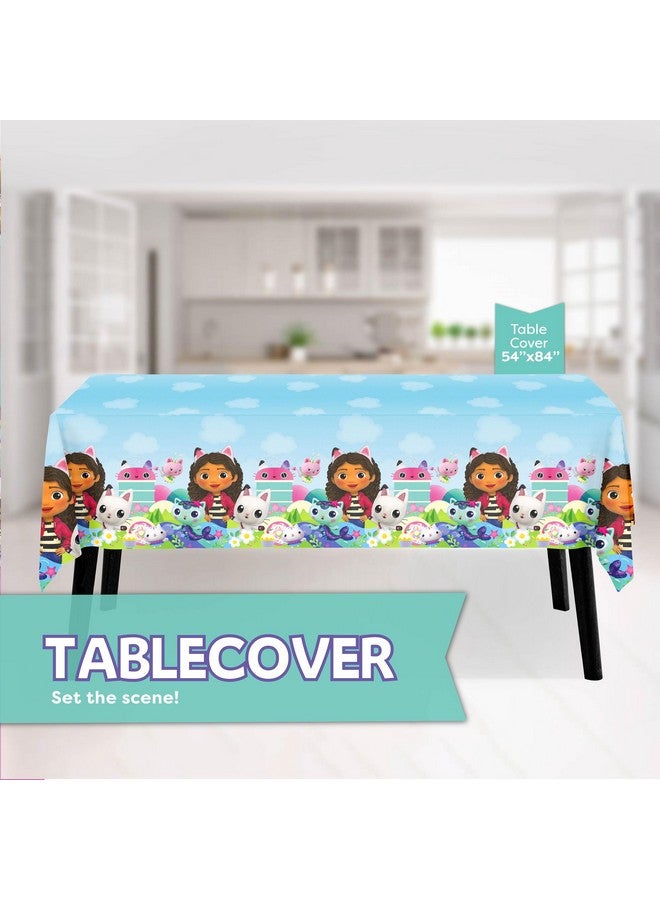 Unique Gabby Dollhouse Party Decorations | Gabby Dollhouse Birthday Decorations | Tablecover, Plates, Napkins, Button | Serves 16 | - Image 3