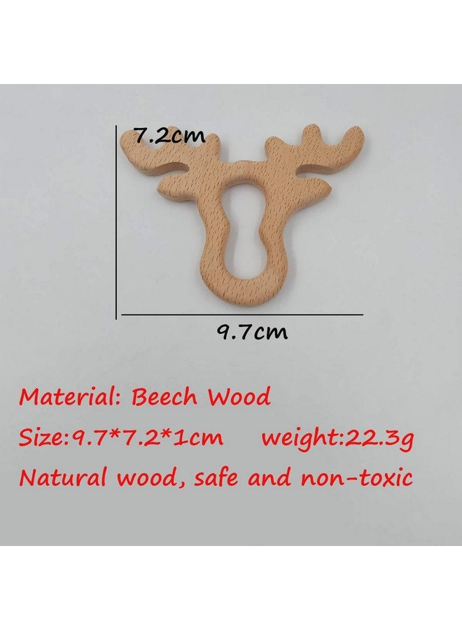 Alenybeby 10pcs Natural Wooden Antlers Teether Pendant Pure Natural Beech Wood Animal Teething Shape Toys for Handmade Necklace/Bracelet (Antlers 10pcs) - Image 2