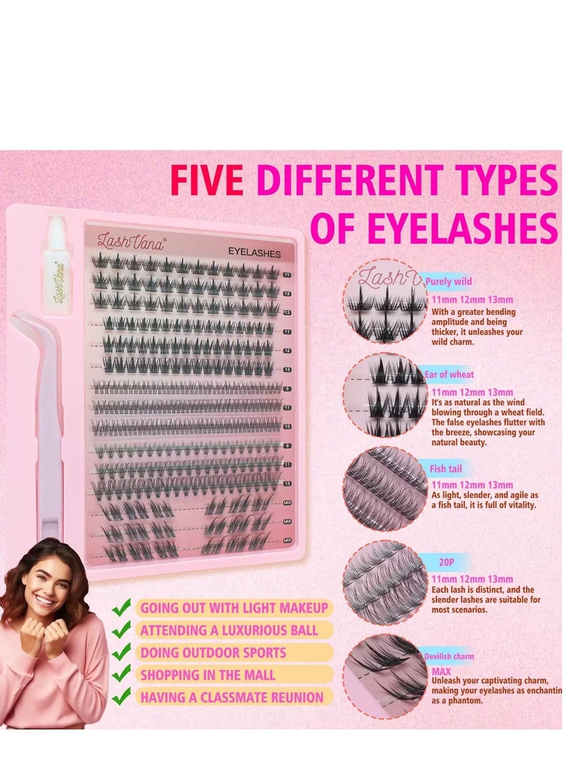 لاشفانا 303 قطعة من رموش العين الصناعية، مجموعة كيت لتركيب الرموش بأسلوب DIY، مجموعات رموش مع لاصق للرموش ومجموعة لثني الرموش، مجموعة رموش طبيعية للعين، سهلة الاستخدام في المنزل، مجموعة 30d + 40d. - Image 3