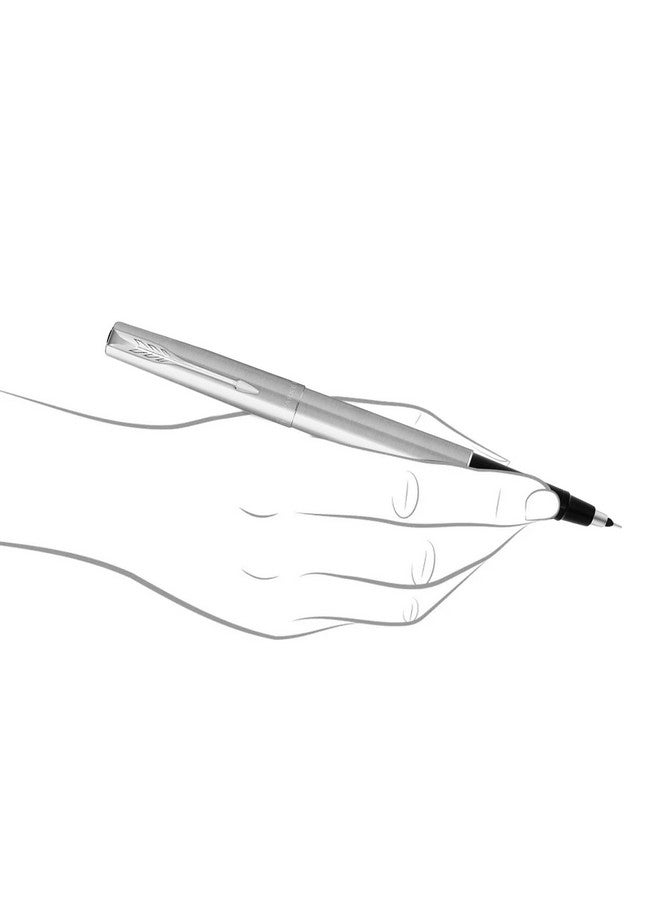 PARKER قلم حبر جاف بكرة من الفولاذ المقاوم للصدأ مع حواف كروم| لون الحبر - أزرق | هدية للموظفين | هدايا فريدة لرجال الأعمال - Image 3