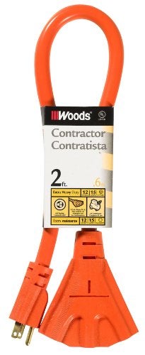 Woods 990824 12/3 Outdoor Multi-Outlet Extension Cord; 2-Foot; Orange - Image 5