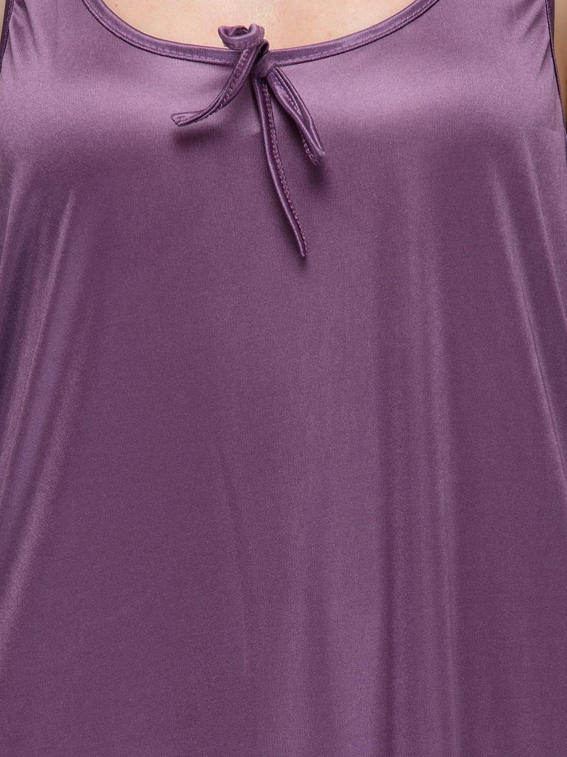Ananqe Women's Satin Sleepwear, Adjustable Straps, Sizes XS-6XL, 10 Colors - Luxurious Full-Length Satin Nightdress for Comfort & Elegance, Soft & Silky Fabric Purple - Image 5