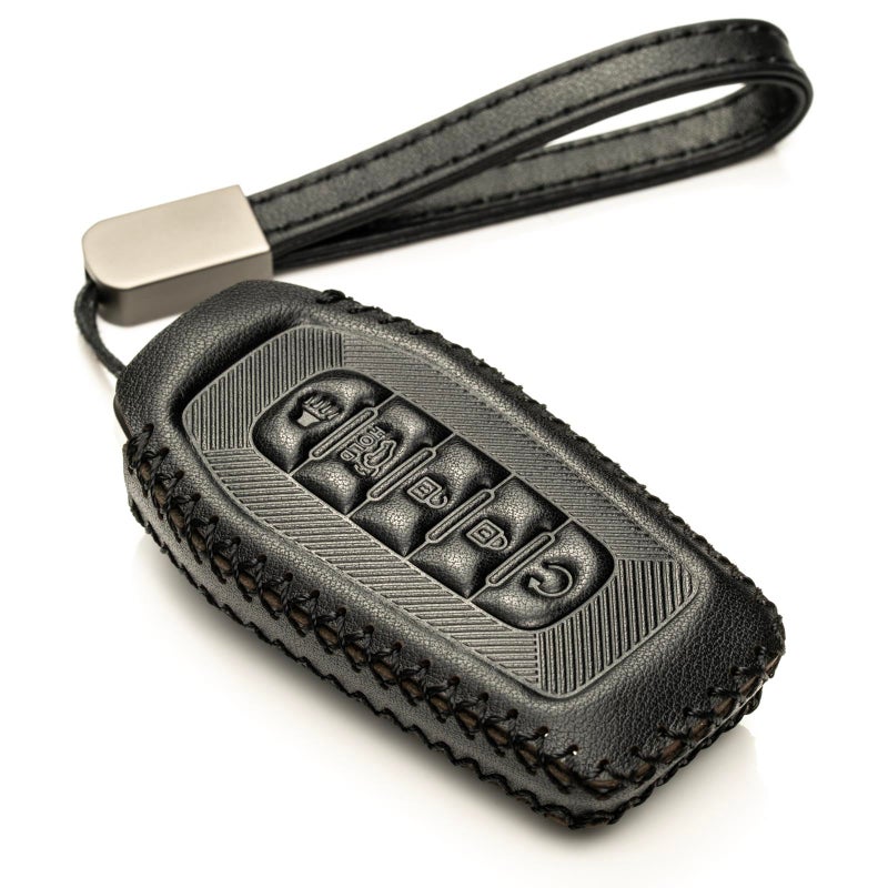 Vitodeco Leather Key Fob Cover Case Protector Compatible with Infiniti QX60 QX80 20252026 Models 5 Buttons All Black - Image 2
