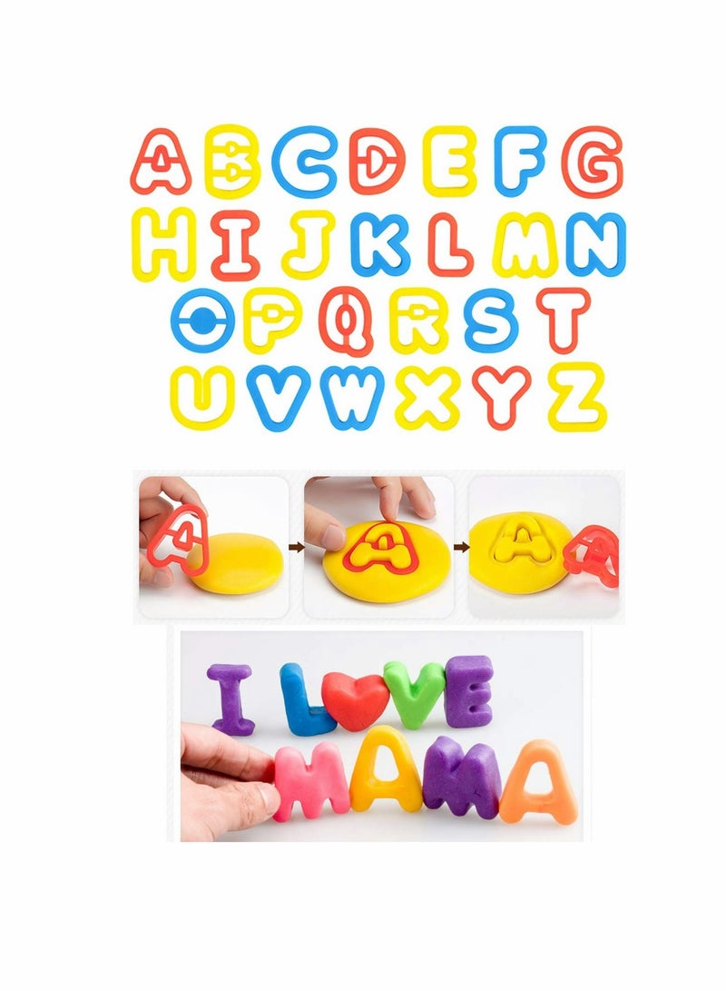 KASTWAVE Play Dough Tools Set, for Kids Letter Molds Dinosaur Molds Various Plastic Animal Molds for Creative Dough Cutting Dough Tools Set for Kids, Various Plastic Molds, Assorted Colors (45 Pieces) - Image 4