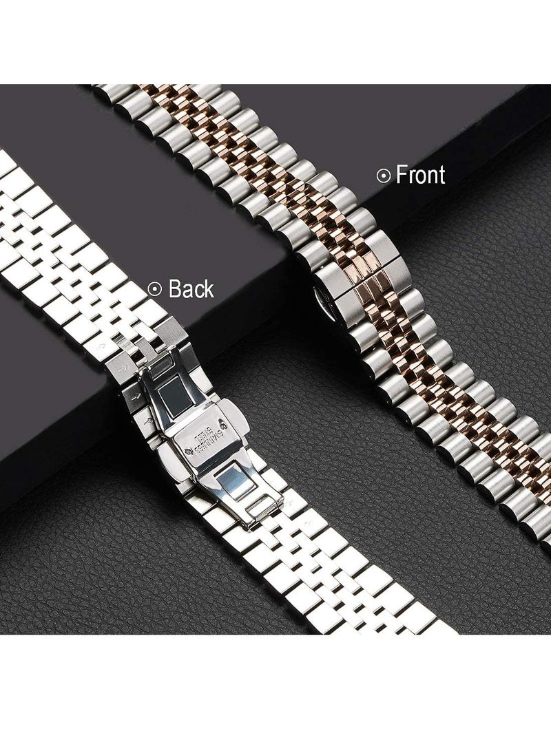 جينيكست الفولاذ المقاوم للصدأ الثقيلة الفرقة مع فراشة قابلة للطي المشبك ربط سوار لسلسلة iWatch8/7/6 / SE سلسلة 5/4/3 / size42/44/45/49mm - Image 3