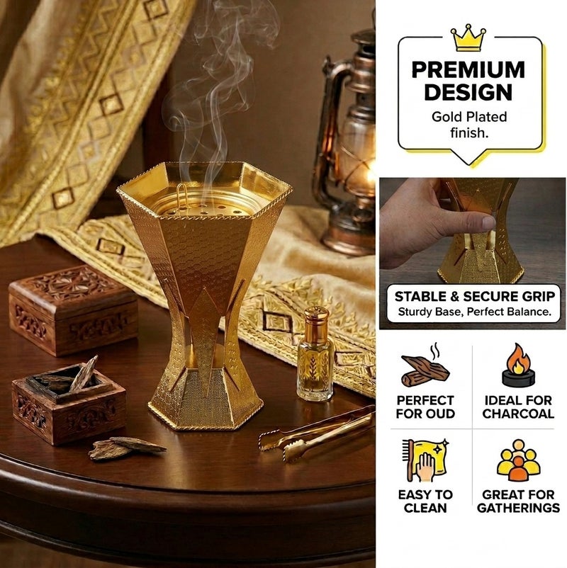 Luxury Geometric Hourglass Incense Burner for Bakhoor and Oud - LC-604S - Image 5