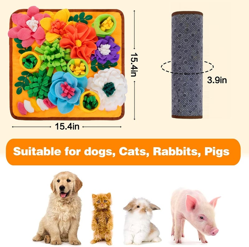 Oliumt Snuffle Mat for Dogs, Sniff Mat Slow Feeding Mat for Small Pets Cats, Rabbits - Help Stress Relief and Training - Stimulate Your Pet's Foraging Skills! (Orange) - Image 5
