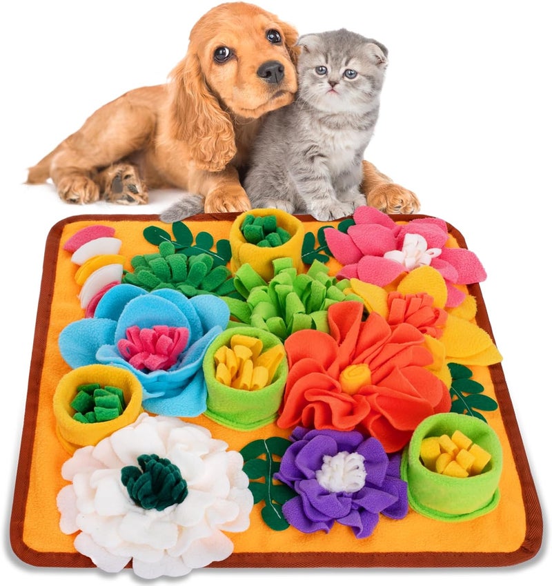 Oliumt Snuffle Mat for Dogs, Sniff Mat Slow Feeding Mat for Small Pets Cats, Rabbits - Help Stress Relief and Training - Stimulate Your Pet's Foraging Skills! (Orange) - Image 1