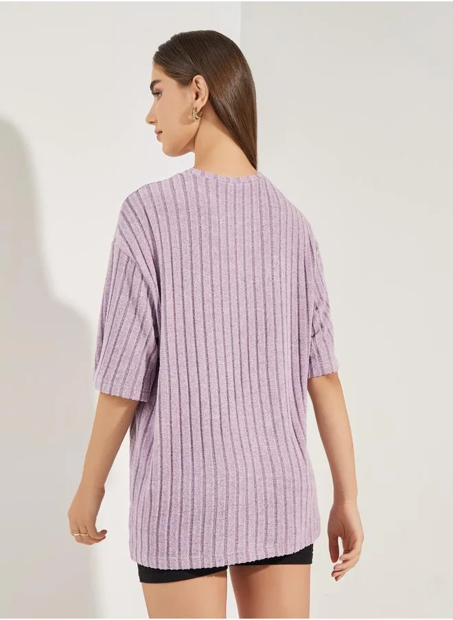ستايلي Oversized Soft Touch Ribbed T-Shirt