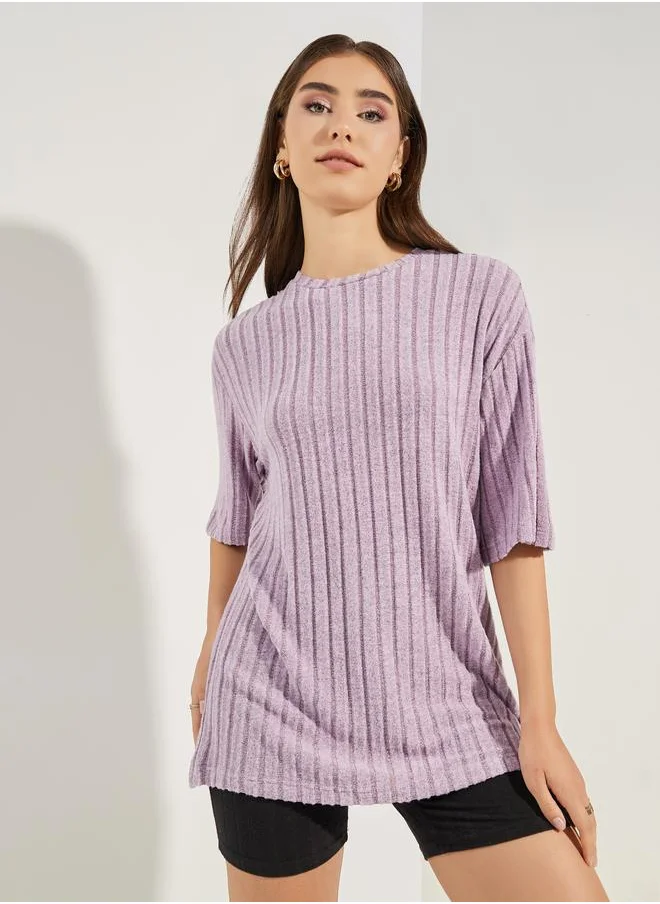 ستايلي Oversized Soft Touch Ribbed T-Shirt