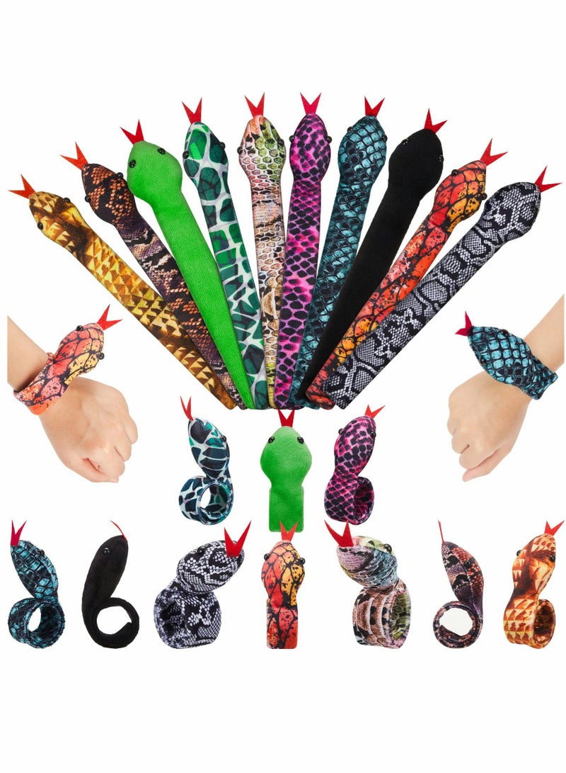 SOLARAE 10 Pcs Assorted Sequin Snake Slap Bracelets - Fun Animal Snap Bracelets for Party Favors and Cool Accessories - Image 1