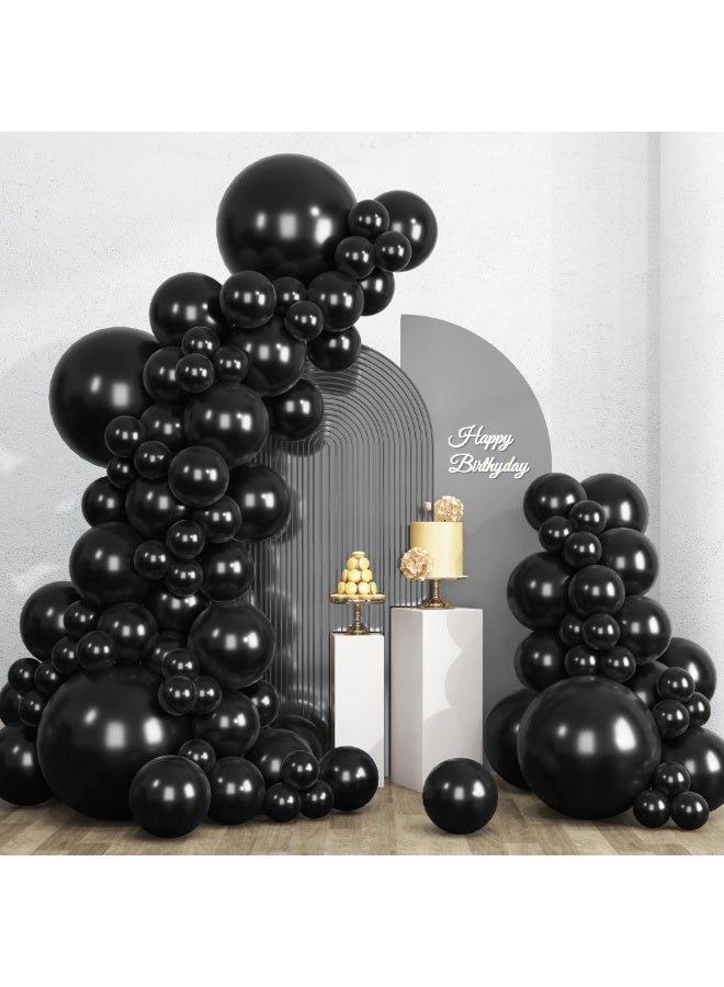 132 قطعة بالون الأسود حزمة الحبال,حزمة أحجام مختلفة من 18 12 10 5 بوصة بالون اللاتكس الأسود قوس حزمة الحبال للتخرج ديكورات عيد ميلاد السنة الجديدة,ديكور حفل الزفاف - Image 1