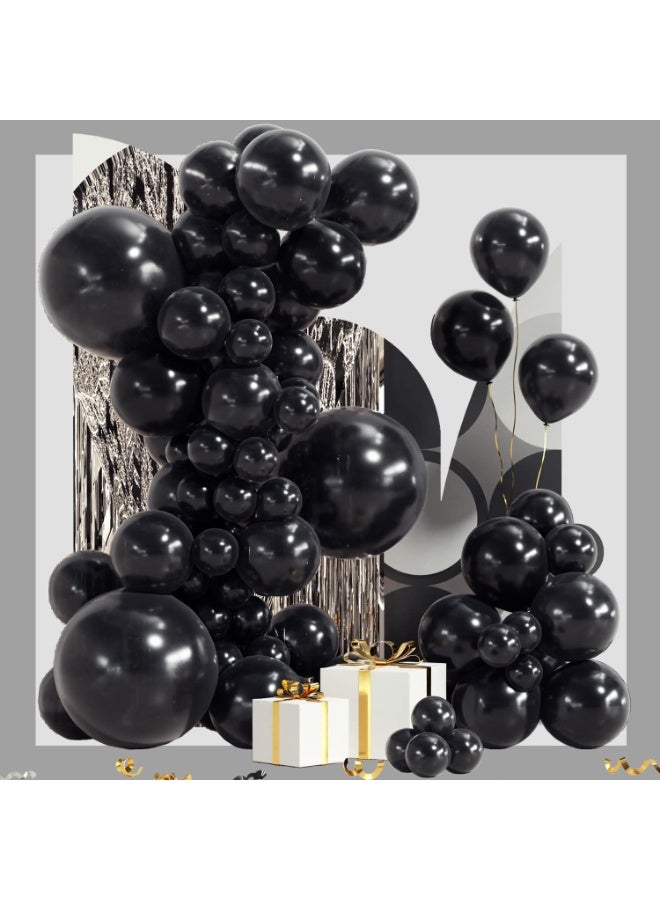 132 قطعة بالون الأسود حزمة الحبال,حزمة أحجام مختلفة من 18 12 10 5 بوصة بالون اللاتكس الأسود قوس حزمة الحبال للتخرج ديكورات عيد ميلاد السنة الجديدة,ديكور حفل الزفاف - Image 4