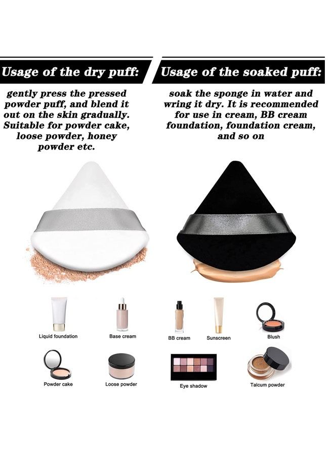 SYOSI Powder Puff, 10Pcs Face Triangle Soft Makeup Powder Puff for Loose Powder Mineral Powder Body Powder Makeup Tool with Strap, for Contouring, Under Eye and Corner - Image 5