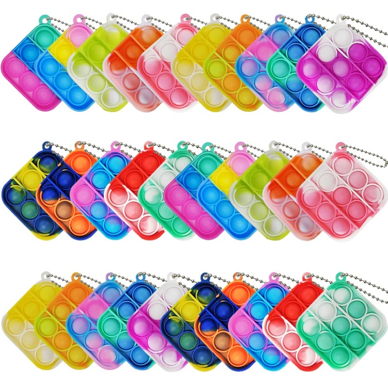 Clanam 30 Pcs Mini Pop Bubble Fidget Toys Silicone Keychain Small Pop Bulk for Party Favors Classroom Prizes Reliever Hand Toy Goodie Bag Stuffers Halloween Christmas Birthday Gifts for Kids Students - Image 2