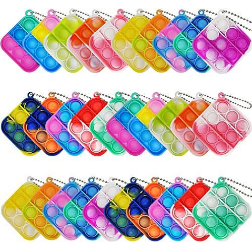 Clanam 30 Pcs Mini Pop Bubble Fidget Toys Silicone Keychain Small Pop Bulk for Party Favors Classroom Prizes Reliever Hand Toy Goodie Bag Stuffers Halloween Christmas Birthday Gifts for Kids Students - Image 1