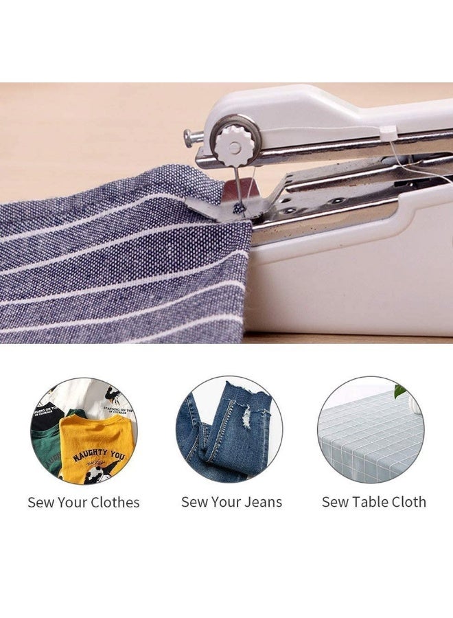 Handheld Sewing Machine Portable Mini Cordless Stitching Machine For DIY Sewing Crafting White - Image 3