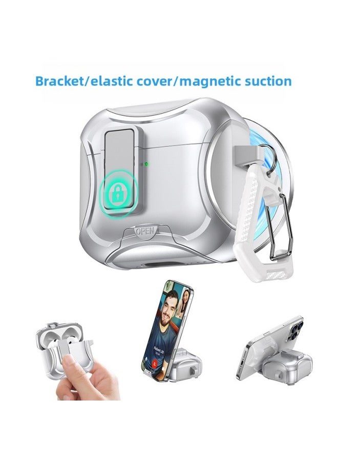 Generic - Bracket Magnetic Airpods 4 Generation Earphone Case Suitable For Apple Earphone Protective Case AirpodsPro2 Protective Case-Colour:Pink+white-Applicable Model:Airpods 4（2024） - Image 1