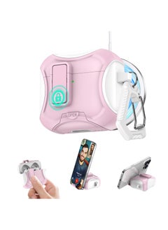 Bracket Magnetic Airpods 4 Generation Earphone Case Suitable For Apple Earphone Protective Case AirpodsPro2 Protective Case-Colour:Pink+white-Applicable Model:Airpods 4（2024）