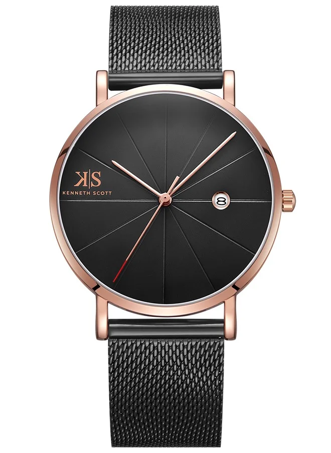 كينيث سكوت Kenneth Scott Men's Black Dial Analog Watch - K22013-KMBB