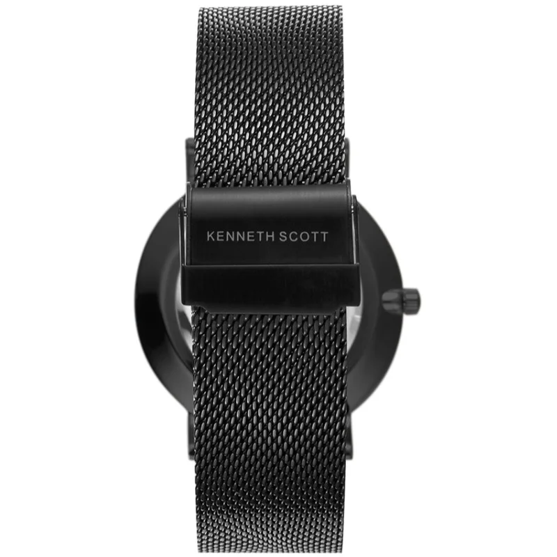 KENNETH SCOTT Kenneth Scott K22013-KMBB Men's Analog Display Watch & Stainless Steel Strap Black