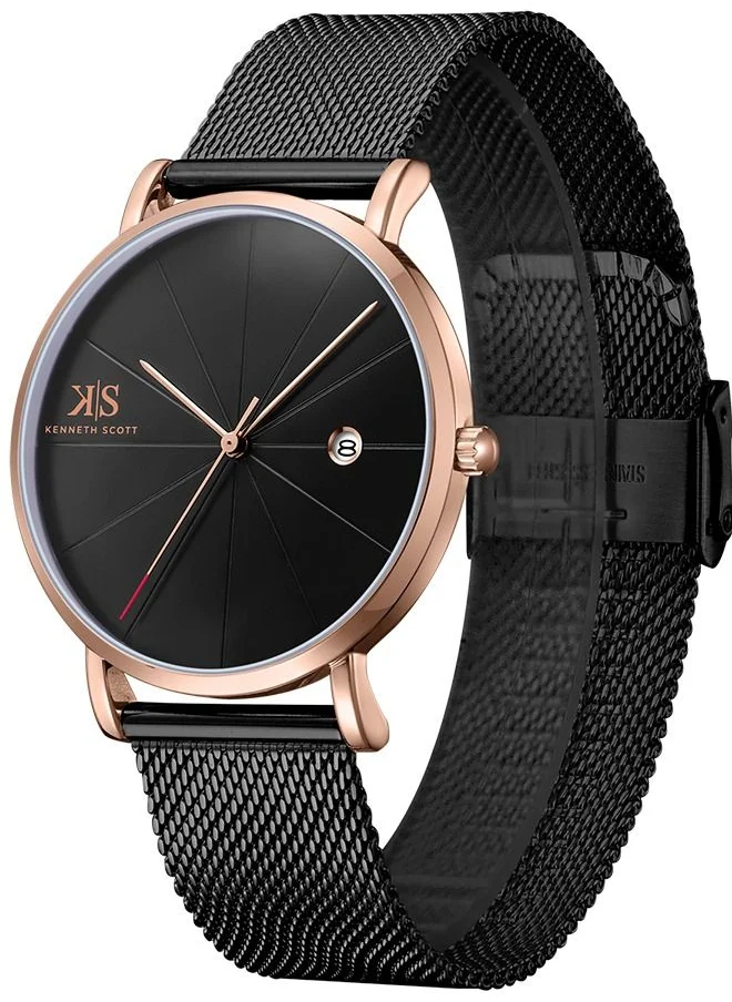 كينيث سكوت Kenneth Scott Men's Black Dial Analog Watch - K22013-KMBB