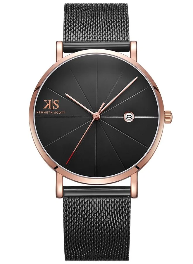 كينيث سكوت Kenneth Scott Men's Black Dial Analog Watch - K22013-KMBB