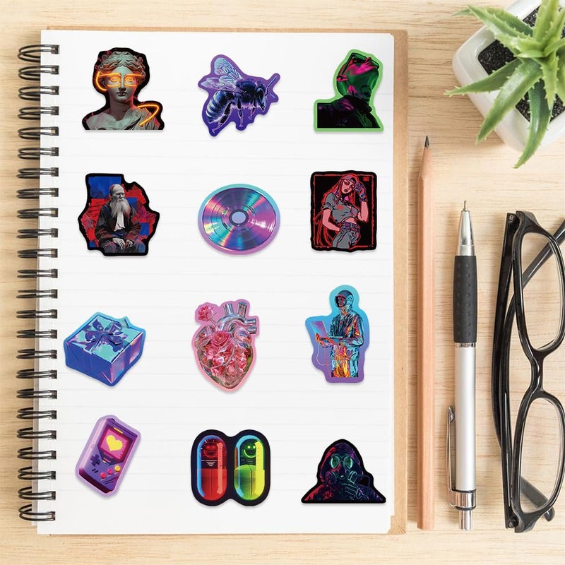 ZCGONG 52Pcs Aesthetic Cool Cyberpunk Stickers Kids Teens Girls Colorful Cyberpunk Future Technology Wilderness Vinyl Water Bottle Laptop Decals Decorative Scrapbook Skateboard Journal Graffiti Stickers - Image 2