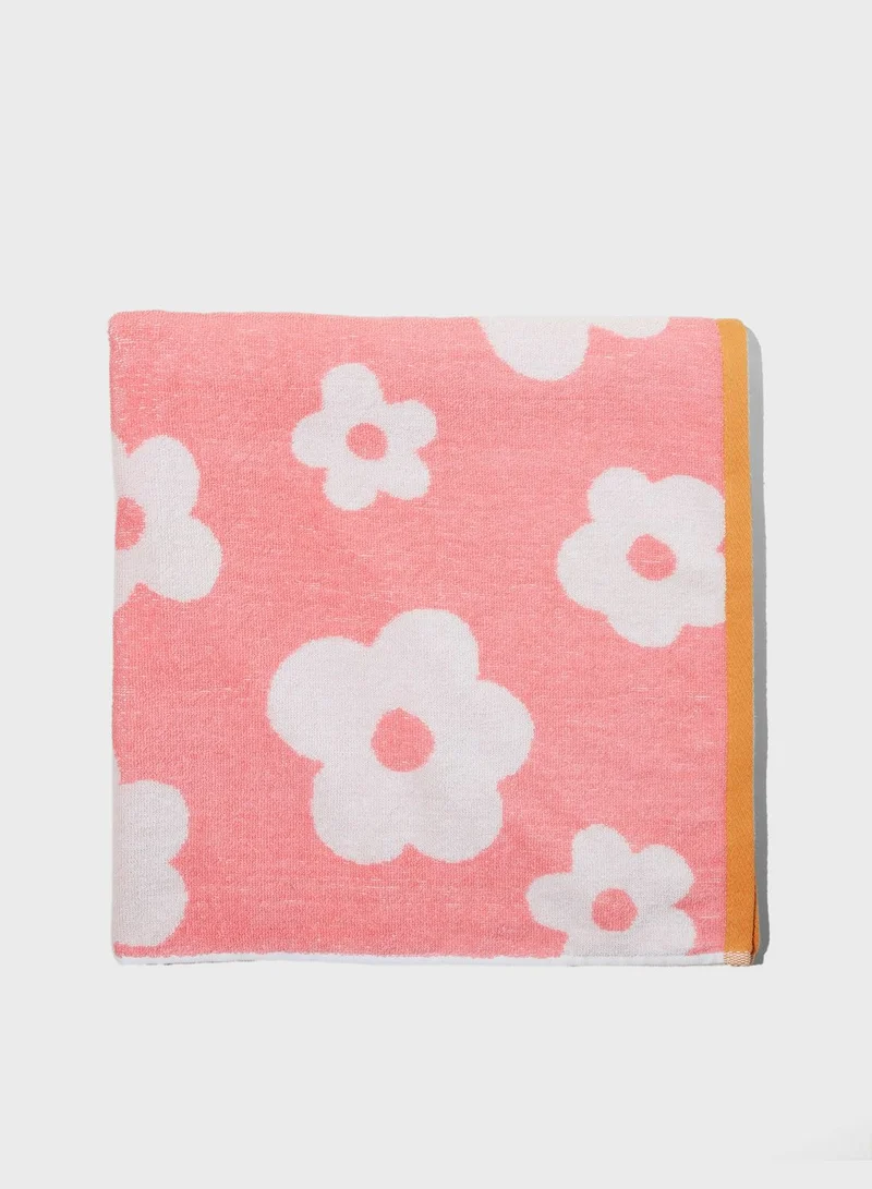 Rubi Pink Glow Frankie Daisy Cotton Beach Towel