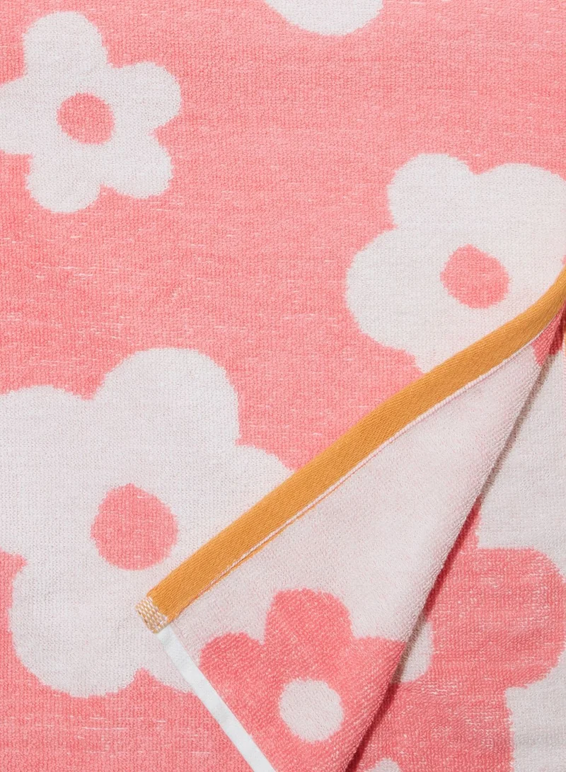 Rubi Pink Glow Frankie Daisy Cotton Beach Towel
