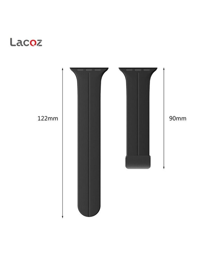 لاكوز حزام iWatch الرياضي من السيليكون المغناطيسي من Lacoz لساعة Apple Watch 44 مم 45 مم و Ultra 49 مم 8 SE 7 6 5 أسود - Image 3
