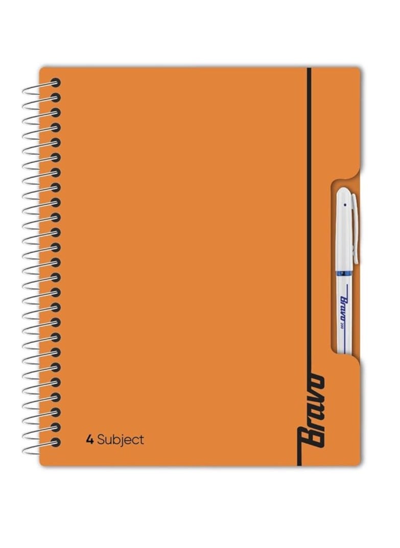 Bravo New Bravo Notebook - Orange Color - 4 Subjects 