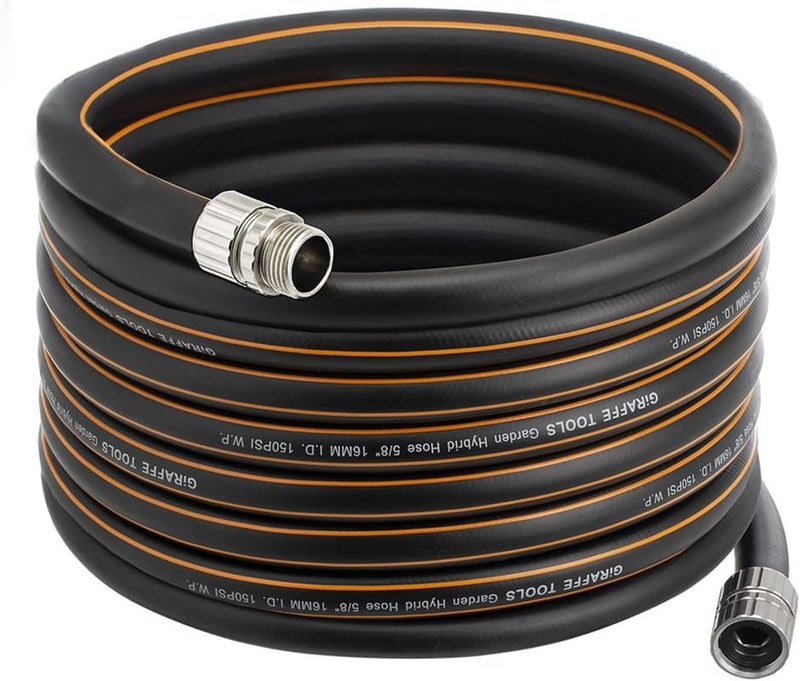 Giraffe Tools Garden Hose 5/8", Custom Length, Heavy Duty, No Kink, Flexible, Rubber Garden Hose, Leakproof Water Hose, 600 Burst PSI, 50ft Male to Female Hose - Image 1